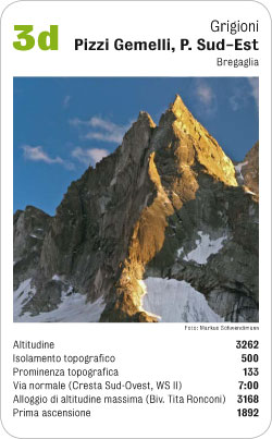 Gipfelquartett, Volume 1, Karte 3d, Grigioni, Pizzi Gemelli, P. Sud-Est, Bregaglia, Foto: Markus Schwendimann.