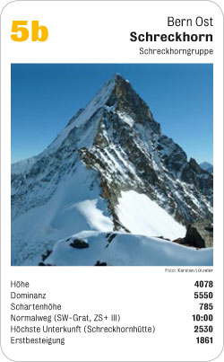Gipfelquartett, Volume 2, Karte 5b, Bern Ost, Schreckhorn, Schreckhorngruppe, Foto: Karsten Lützeler.