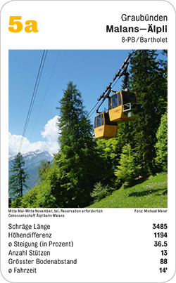 Seilbahnquartett, Volume 1, Karte 5a, Graubünden/Grigioni/Grischun, Malans-Älpli, 8PB, Foto: Michael Meier.