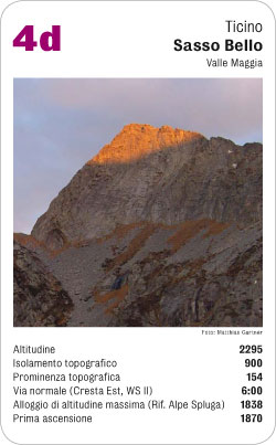 Gipfelquartett, Volume 1, Karte 4d, Ticino, Sasso Bello, Valle Maggia, Foto: Matthias Gurtner.