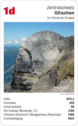 Gipfelquartett, Volume 1, Karte 1d, Zentralschweiz, Gitschen, Uri-Rotstock-Gruppe, Foto: Pascal Lerch.
