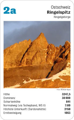 Gipfelquartett, Volume 2, Karte 2a, Ostschweiz, Ringelspitz, Ringelgebirge, Foto: Michael Oppe. Gipfelquartett, Volume 2, Karte 2a, Ostschweiz, Ringelspitz, Ringelgebirge, Foto: Michael Oppe.