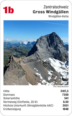 Gipfelquartett, Volume 3, Karte 1b, Zentralschweiz, Gross Windgällen, Windgällen-Kette, Foto: Rösly Betschart.