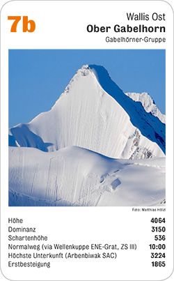 Gipfelquartett, Volume 3, Karte 7b, Wallis Ost, Ober Gabelhorn, Gabelhörner-Gruppe, Foto: Matthias Hölzl.
