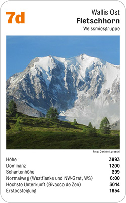 Gipfelquartett, Volume 3, Karte 7d, Wallis Ost, Fletschhorn, Weissmiesgruppe, Foto: Daniele Luraschi.
