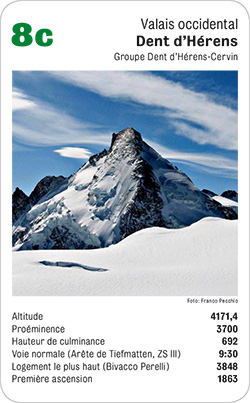 Gipfelquartett, Volume 3, Karte 8c, Valais occidental, Dent d'Hérens, Groupe Dent d'Hérens-Cervin, Foto: Franco Pecchio.