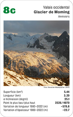 Gletscherquartett, Volume 1, Karte 8c, Valais occidental, Glacier de Moming, Anniviers, Foto: Alexander Müdespacher (2013).