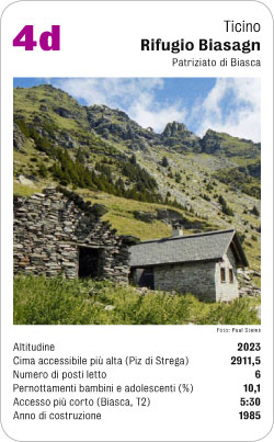 Hüttenquartett, Volume 1, Karte 4d, Ticino, Rifugio Biasagn, Patriziato di Biasca, Foto: Paul Steins.