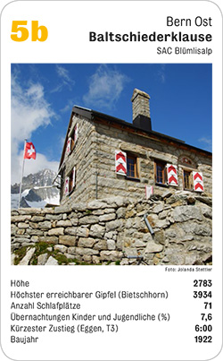 Hüttenquartett, Volume 1, Karte 5b, Bern Ost, Baltschiederklause, SAC Blümlisalp, Foto: Martin Kriz.