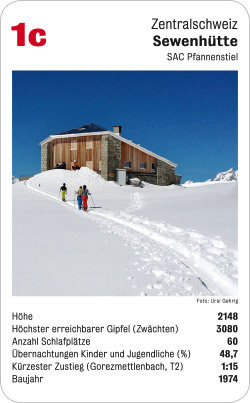 Hüttenquartett, Volume 3, Karte 1c, Zentralschweiz, Sewenhütte, SAC Pfannenstiel, Foto: Ursi Gehrig.